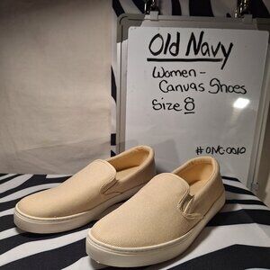 OLD NAVY CANVAS SLIP ON SNEAKERS SIZE 8 NATURAL